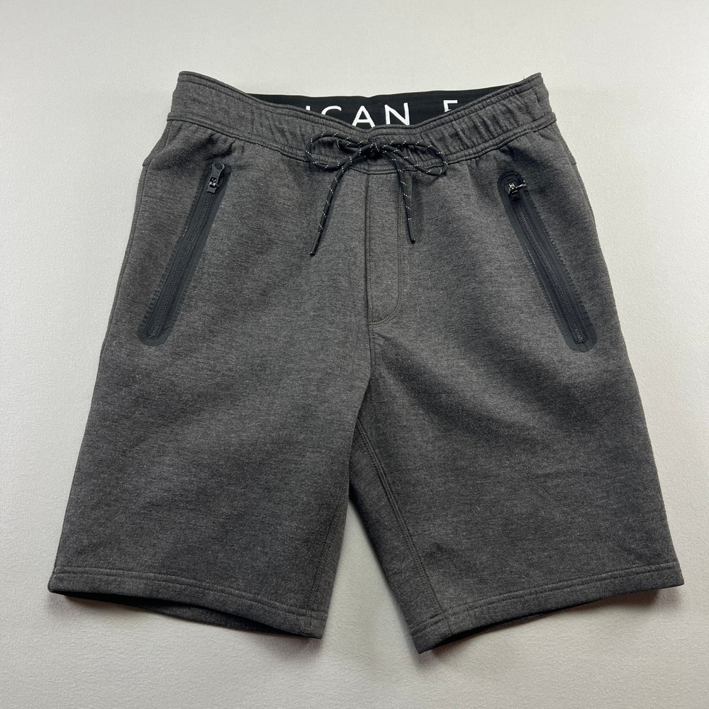 American Eagle Outfitters Athletic Short Men Small Gray Zipper Pocket Drawstring